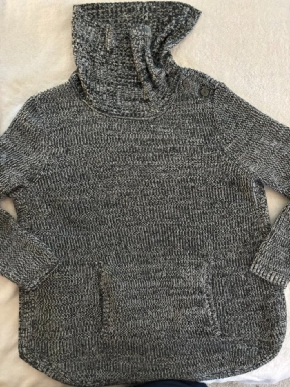 Style & Co Women's 2X Gray Knit Cowl Sweater W/ Kangaroo Pockets